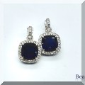 J023. 18K white gold, sterling and sapphire Judith Ripka drop earrings. - $425 